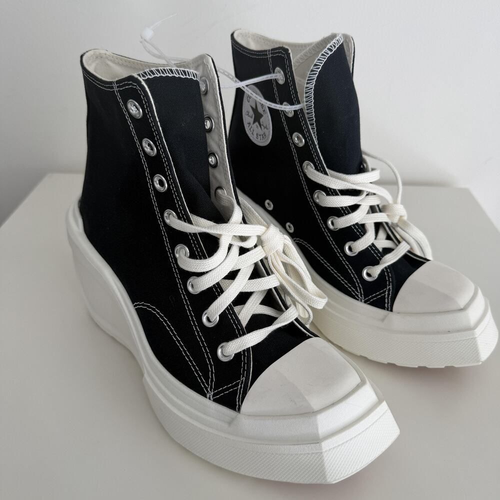 Converse Chuck 70 De‎ Luxe Wedge Shoes Womens 8 Black Platform A06478C EU 39